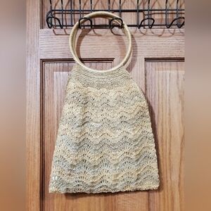 Vintage Chic Woven Tote Bag with Circular Handles